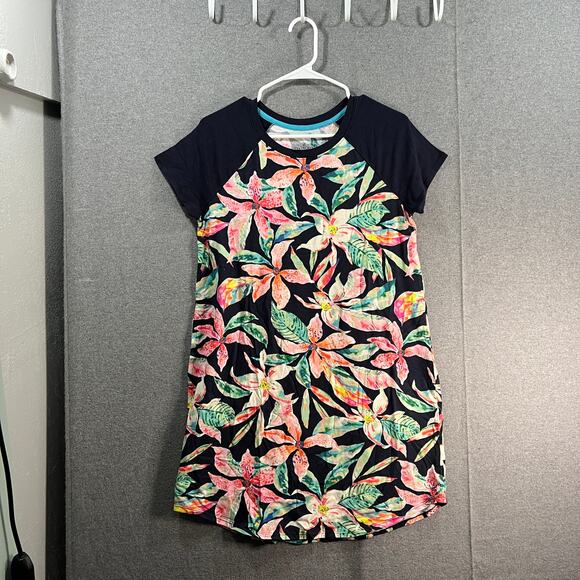 Duddl Duds Cotton Core Raglan Sleep Shirt Navy Tropic Leaf Size X-Small - Picture 1 of 7